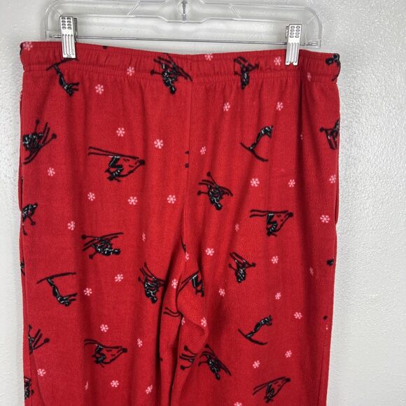 Tommy Hilfiger Fleece Pajamas Men Medium Red Ski Snowflake Print Pull On Sleep - Picture 8 of 10